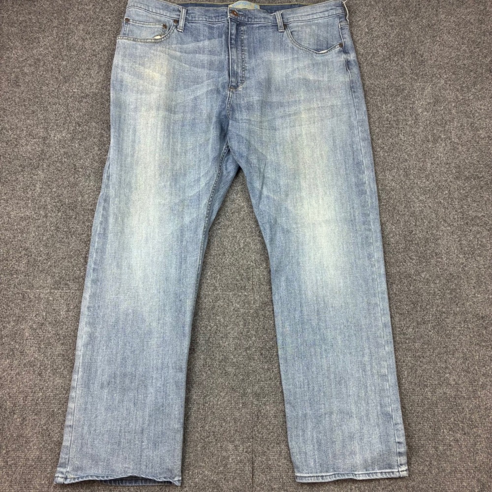 Wrangler Mens Size 40x30 Straight Fit Flex Blue Denim Jeans Light Wash Blue Tag